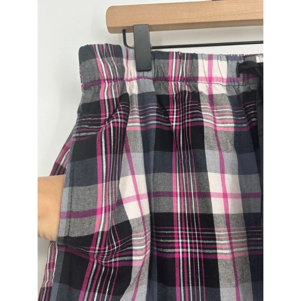 Victoria's Secret Pink & Gray Plaid Pajama Set W/Silver Thread-Womens‎ Sz Large